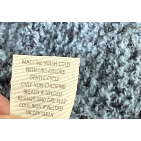 J. JILL Pure Jill V Neck Cotton Elliptical Hem Tunic Sweater Blue Soft Knit - Picture 9 of 9